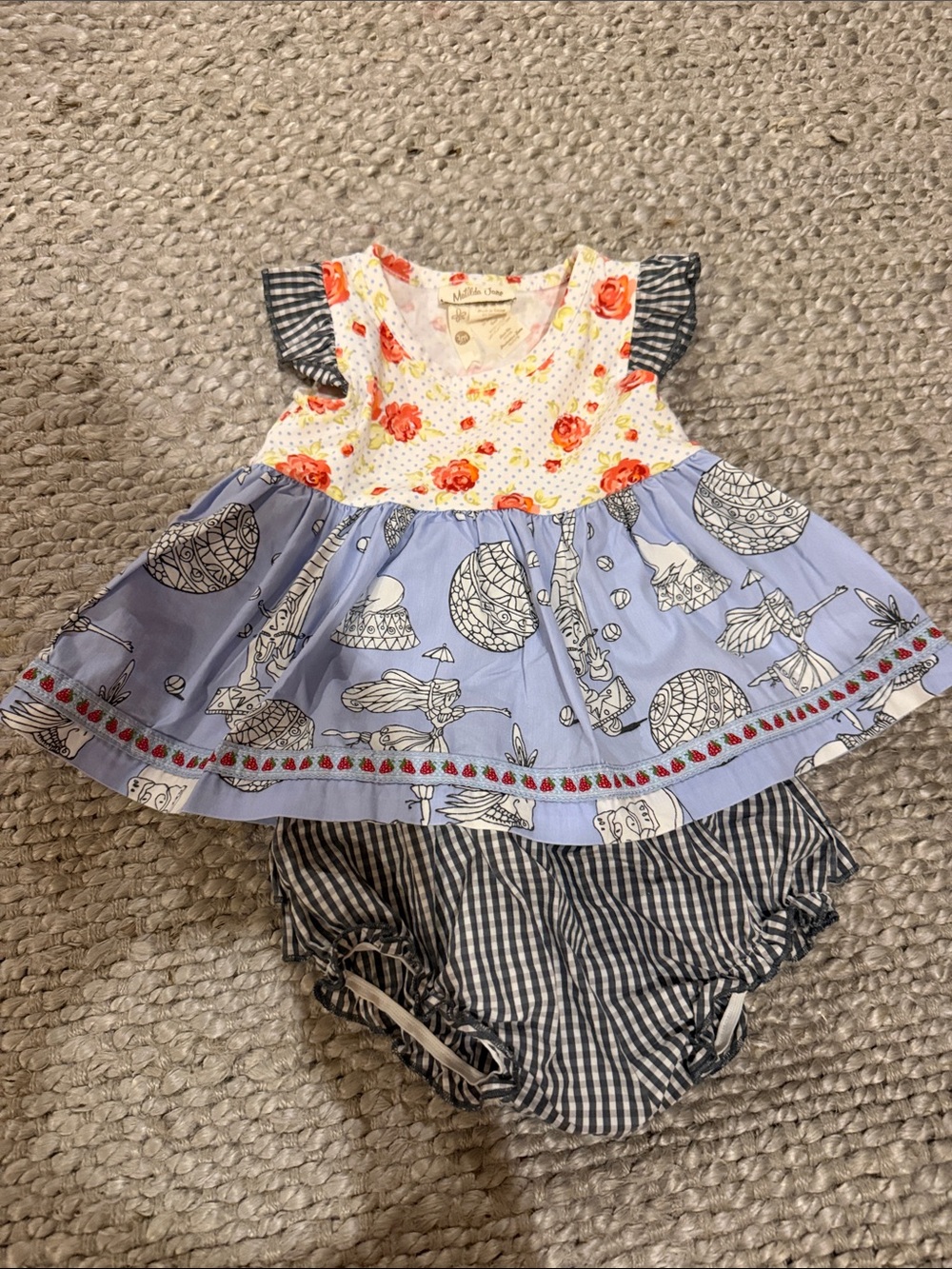 Matilda Jane Light Blue Floral & Striped Diaper Cover Set